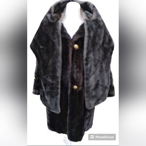 Black Jewel Lykafur Priscilla Modes Fur Furrie Made Coat With Cape